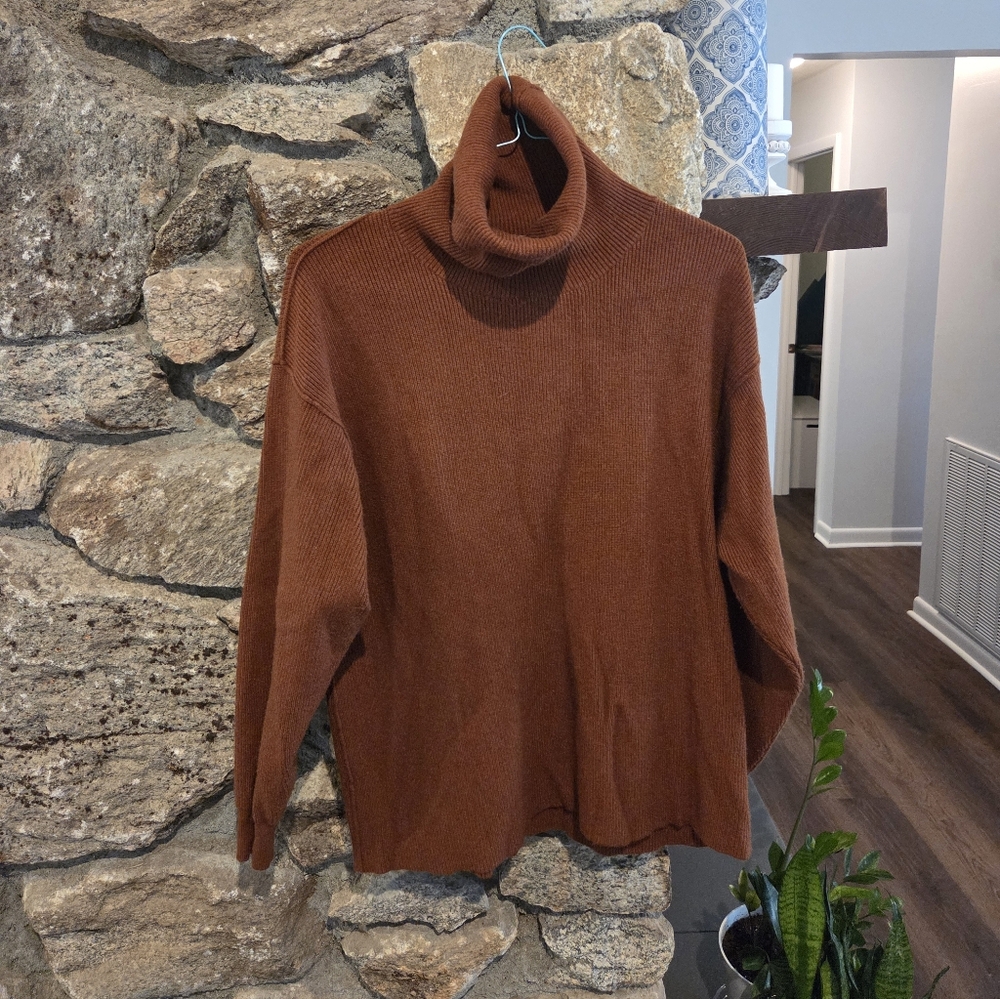 Free People Warm Brown Turtleneck Sweater - Picture 4 of 7